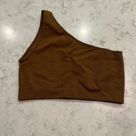 SET ACTIVE Sculptflex one shoulder sports bra in little havana brown size medium - Picture 3 of 3